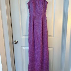 Vintage 90’s SCALA 100% Silk Heavily Beaded & Rhinestones Cut Out Maxi Dress, S